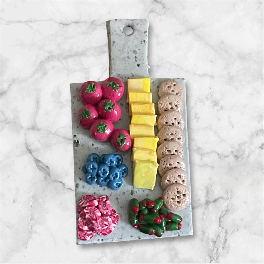 Mixed Media Charcuterie Cutting Board Magnet with Vibrant Colors